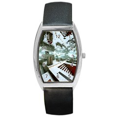 Digital Art Paint In Water Barrel Style Metal Watch by Simbadda