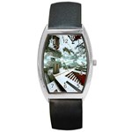 Digital Art Paint In Water Barrel Style Metal Watch Front