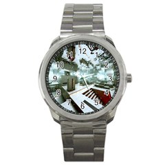 Digital Art Paint In Water Sport Metal Watch by Simbadda