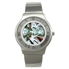 Digital Art Paint In Water Stainless Steel Watch by Simbadda