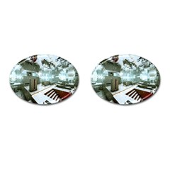 Digital Art Paint In Water Cufflinks (oval) by Simbadda