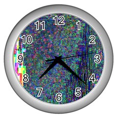 Glitch Art Wall Clocks (silver)  by Simbadda