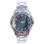 Glitch Art Stainless Steel Analogue Watch Front