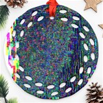 Glitch Art Round Filigree Ornament (Two Sides) Front