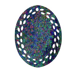 Glitch Art Oval Filigree Ornament (two Sides) by Simbadda