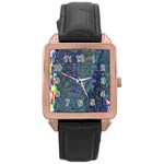 Glitch Art Rose Gold Leather Watch  Front