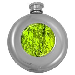 Concept Art Spider Digital Art Green Round Hip Flask (5 Oz) by Simbadda