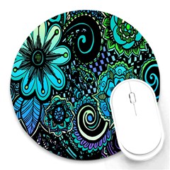 Sun Set Floral Round Mousepads by Simbadda