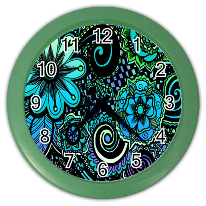 Sun Set Floral Color Wall Clocks