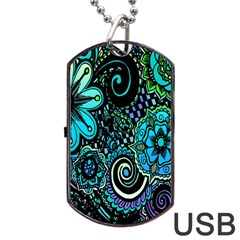 Sun Set Floral Dog Tag Usb Flash (two Sides)