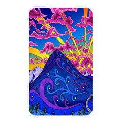 Psychedelic Colorful Lines Nature Mountain Trees Snowy Peak Moon Sun Rays Hill Road Artwork Stars Memory Card Reader by Simbadda