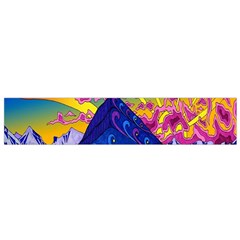 Psychedelic Colorful Lines Nature Mountain Trees Snowy Peak Moon Sun Rays Hill Road Artwork Stars Flano Scarf (small) by Simbadda