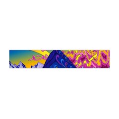 Psychedelic Colorful Lines Nature Mountain Trees Snowy Peak Moon Sun Rays Hill Road Artwork Stars Flano Scarf (mini) by Simbadda