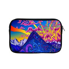 Psychedelic Colorful Lines Nature Mountain Trees Snowy Peak Moon Sun Rays Hill Road Artwork Stars Apple Macbook Pro 13  Zipper Case by Simbadda