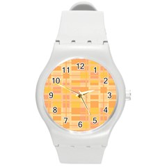 Pattern Round Plastic Sport Watch (m) by Valentinaart