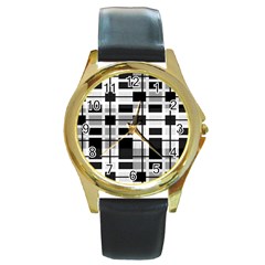 Pattern Round Gold Metal Watch