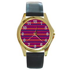 Lines Round Gold Metal Watch