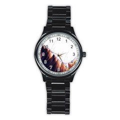 Abstract Lines Stainless Steel Round Watch by Simbadda