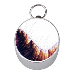 Abstract Lines Mini Silver Compasses