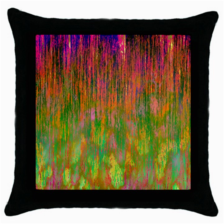 Abstract Trippy Bright Melting Throw Pillow Case (Black)