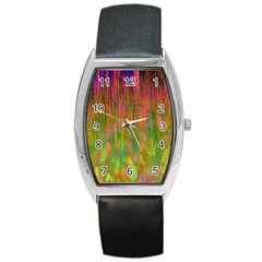 Abstract Trippy Bright Melting Barrel Style Metal Watch by Simbadda