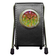 Abstract Trippy Bright Melting Pen Holder Desk Clocks by Simbadda