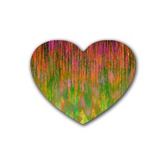 Abstract Trippy Bright Melting Rubber Coaster (heart)  by Simbadda