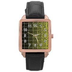 Pixel Gradient Pattern Rose Gold Leather Watch  by Simbadda