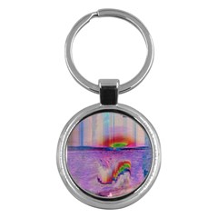 Glitch Art Abstract Key Chains (round)  by Simbadda