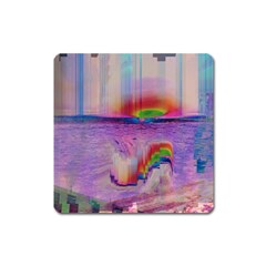 Glitch Art Abstract Square Magnet by Simbadda