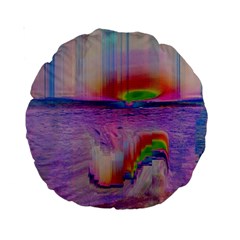 Glitch Art Abstract Standard 15  Premium Round Cushions by Simbadda