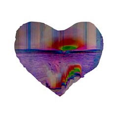 Glitch Art Abstract Standard 16  Premium Heart Shape Cushions by Simbadda