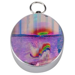 Glitch Art Abstract Silver Compasses by Simbadda