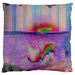 Glitch Art Abstract Large Flano Cushion Case (one Side) by Simbadda