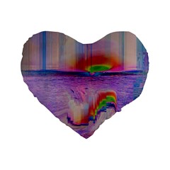 Glitch Art Abstract Standard 16  Premium Flano Heart Shape Cushions by Simbadda