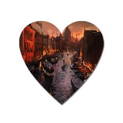 River Venice Gondolas Italy Artwork Painting Heart Magnet by Simbadda