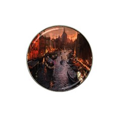 River Venice Gondolas Italy Artwork Painting Hat Clip Ball Marker by Simbadda