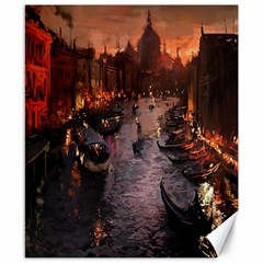 River Venice Gondolas Italy Artwork Painting Canvas 8  X 10 