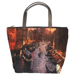 River Venice Gondolas Italy Artwork Painting Bucket Bags by Simbadda