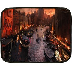 River Venice Gondolas Italy Artwork Painting Fleece Blanket (mini)