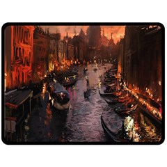 River Venice Gondolas Italy Artwork Painting Fleece Blanket (large) 