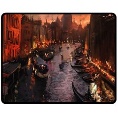 River Venice Gondolas Italy Artwork Painting Fleece Blanket (medium) 