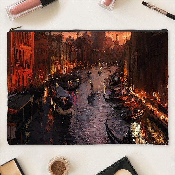 River Venice Gondolas Italy Artwork Painting Cosmetic Bag (XXXL) 