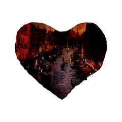 River Venice Gondolas Italy Artwork Painting Standard 16  Premium Heart Shape Cushions by Simbadda