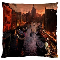 River Venice Gondolas Italy Artwork Painting Standard Flano Cushion Case (two Sides) by Simbadda