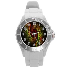 Fractal Digital Art Round Plastic Sport Watch (l) by Simbadda