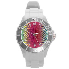 Abstract Circle Colorful Round Plastic Sport Watch (l) by Simbadda