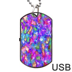 Abstract Trippy Bright Sky Space Dog Tag Usb Flash (one Side) by Simbadda