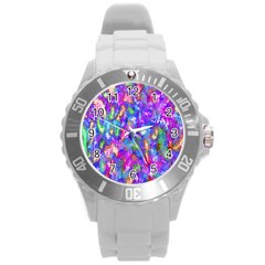 Abstract Trippy Bright Sky Space Round Plastic Sport Watch (l) by Simbadda