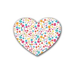 Floral Pattern Heart Coaster (4 Pack) 